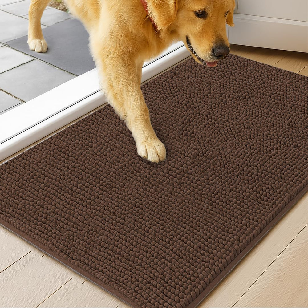 MUDGUARD MAT door mat absorbency demonstrates moisture trapping for muddy paws at entry.