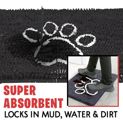 MUDGUARD MAT microfiber chenille absorbs moisture keeping entryways dry.