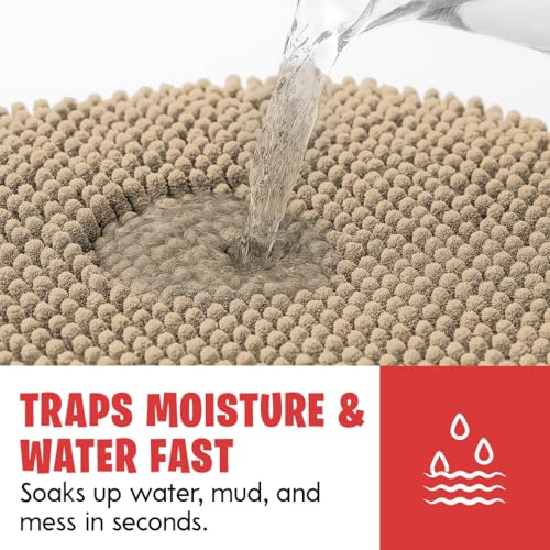 MUDGUARD MAT with non-slip backing stays in place on tile.