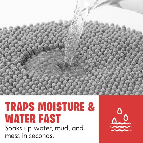 MudGuard Mat non-slip-tpe-backing keeps the mat secure on tile or wood.
