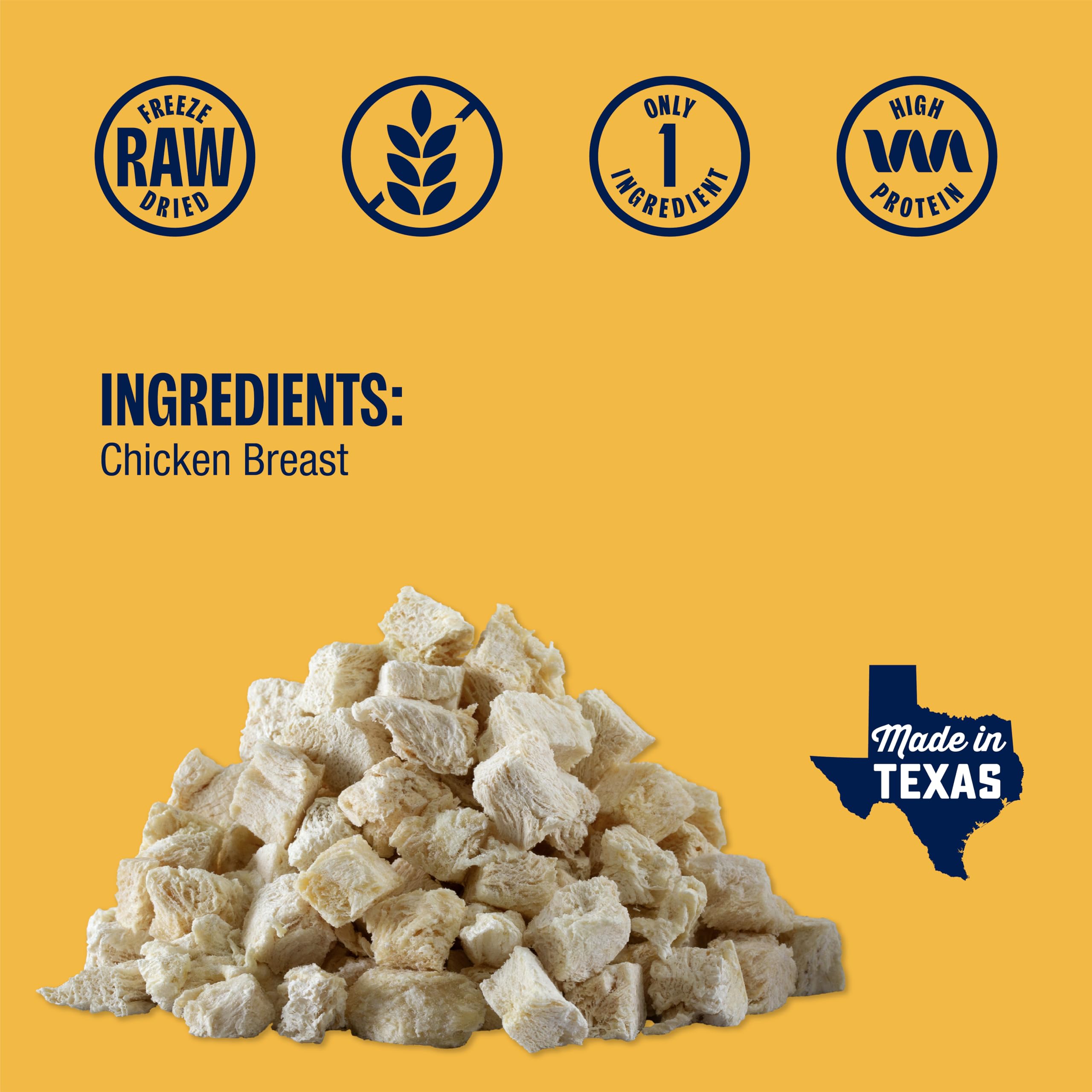 Muenster freeze-dried chicken bites serving bowl demonstrates versatile snack options.