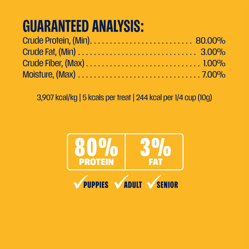 Muenster freeze-dried chicken bites training reward ready for quick sessions.