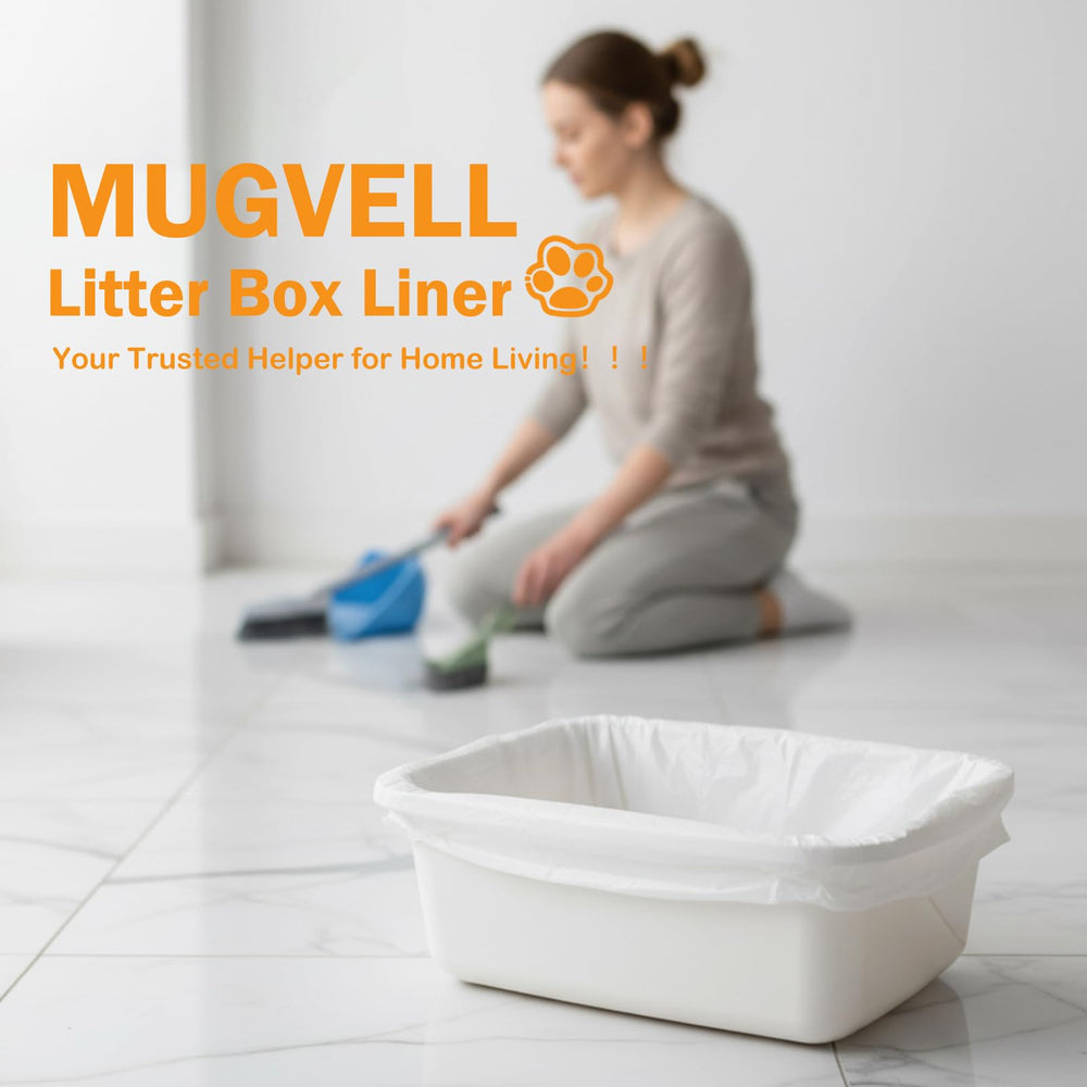 MUGVELL liner with perforated tear lines enables easy dispensing during cleanup.