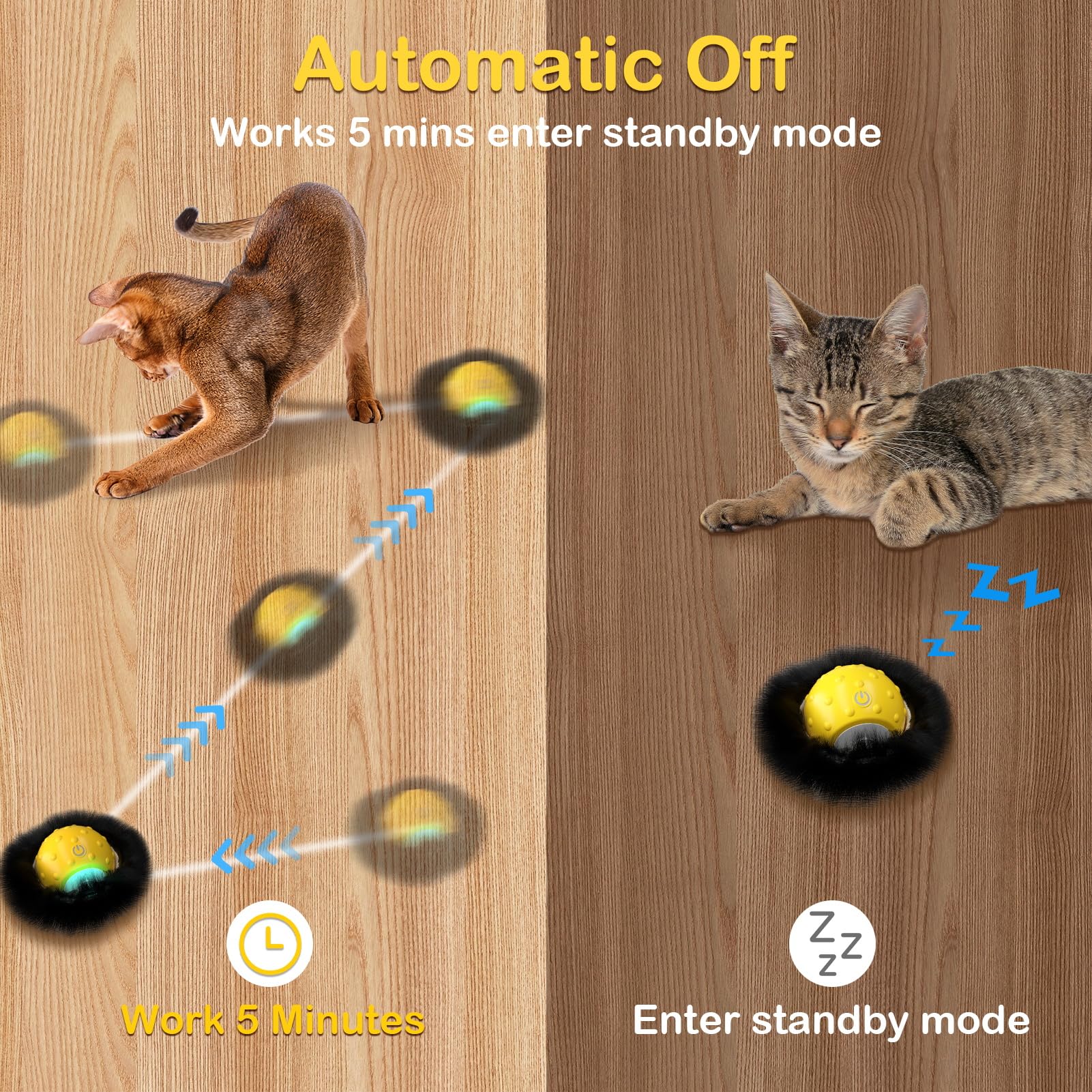 Muhhiba 3-speed-modes cat toy adapts to your cat energy level.