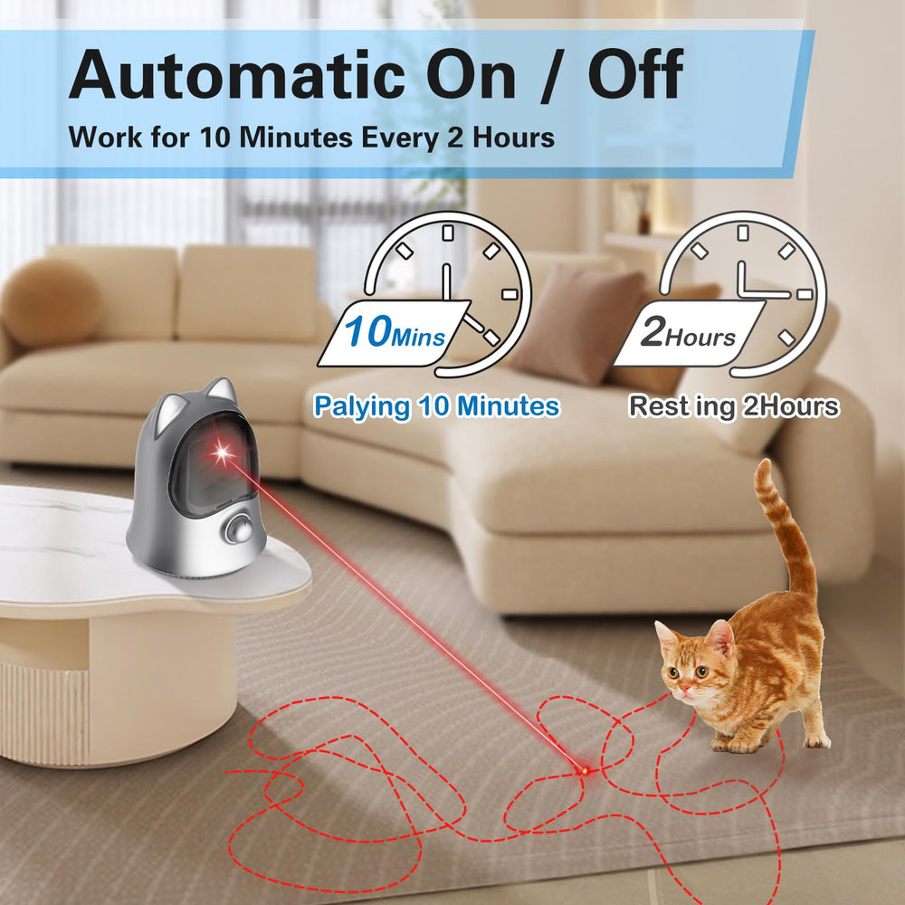 Muhhiba cat laser toy auto-off feature conserves power during sessions.