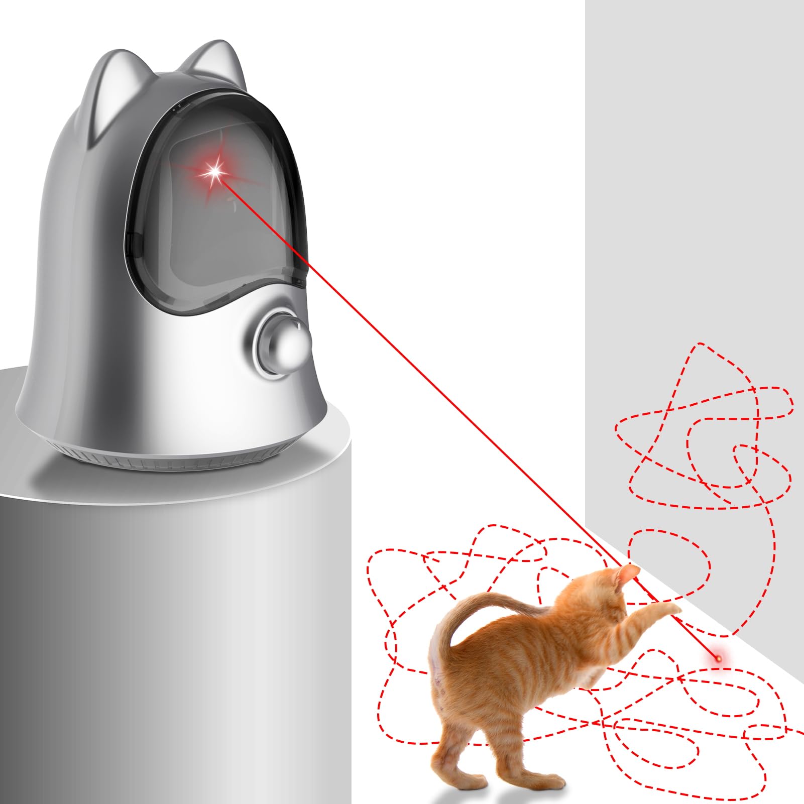Muhhiba cat laser toy shows random trajectory to boost indoor play and hunting instincts.