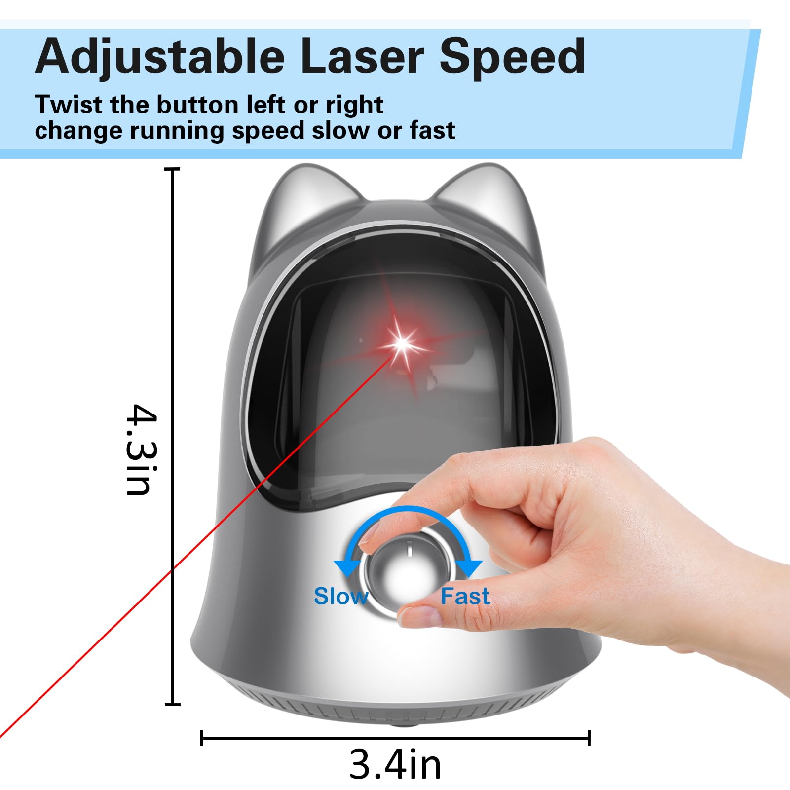 Muhhiba cat laser toy rechargeable battery enables long play without frequent recharging.