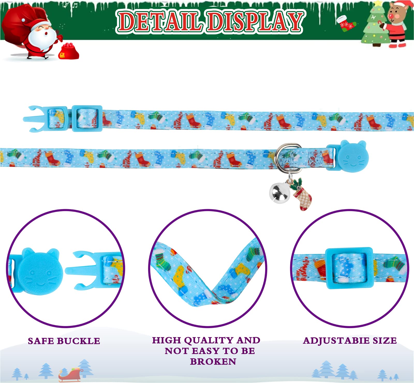 muiyrtuy Christmas stocking cat collar pendant offers unique party-ready style.