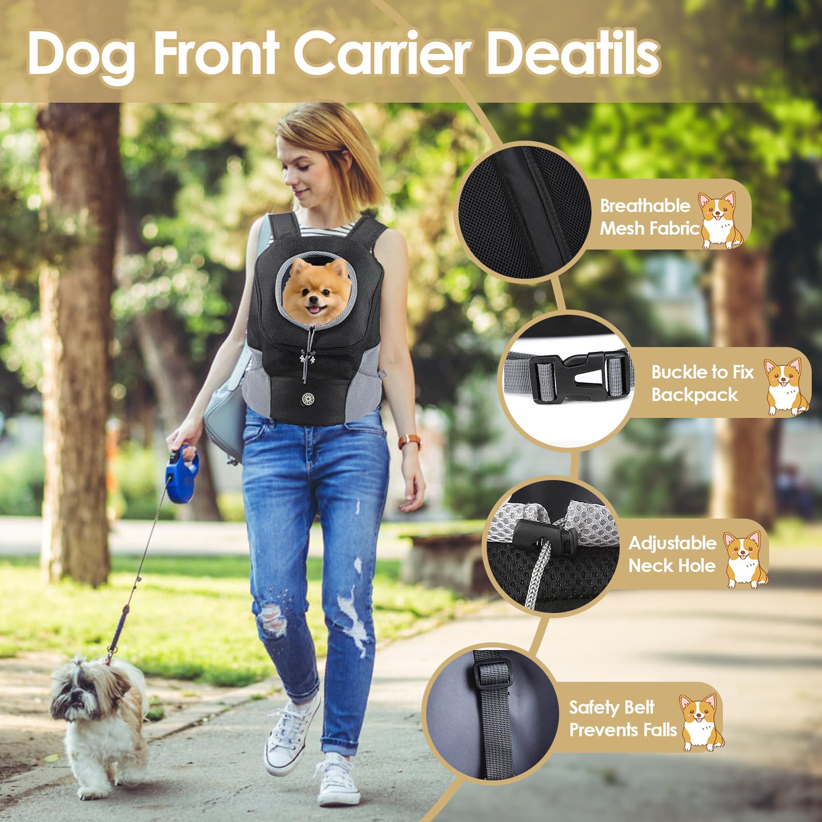 Removable bottom plate on adjustable dog backpack carrier for easy cleaning