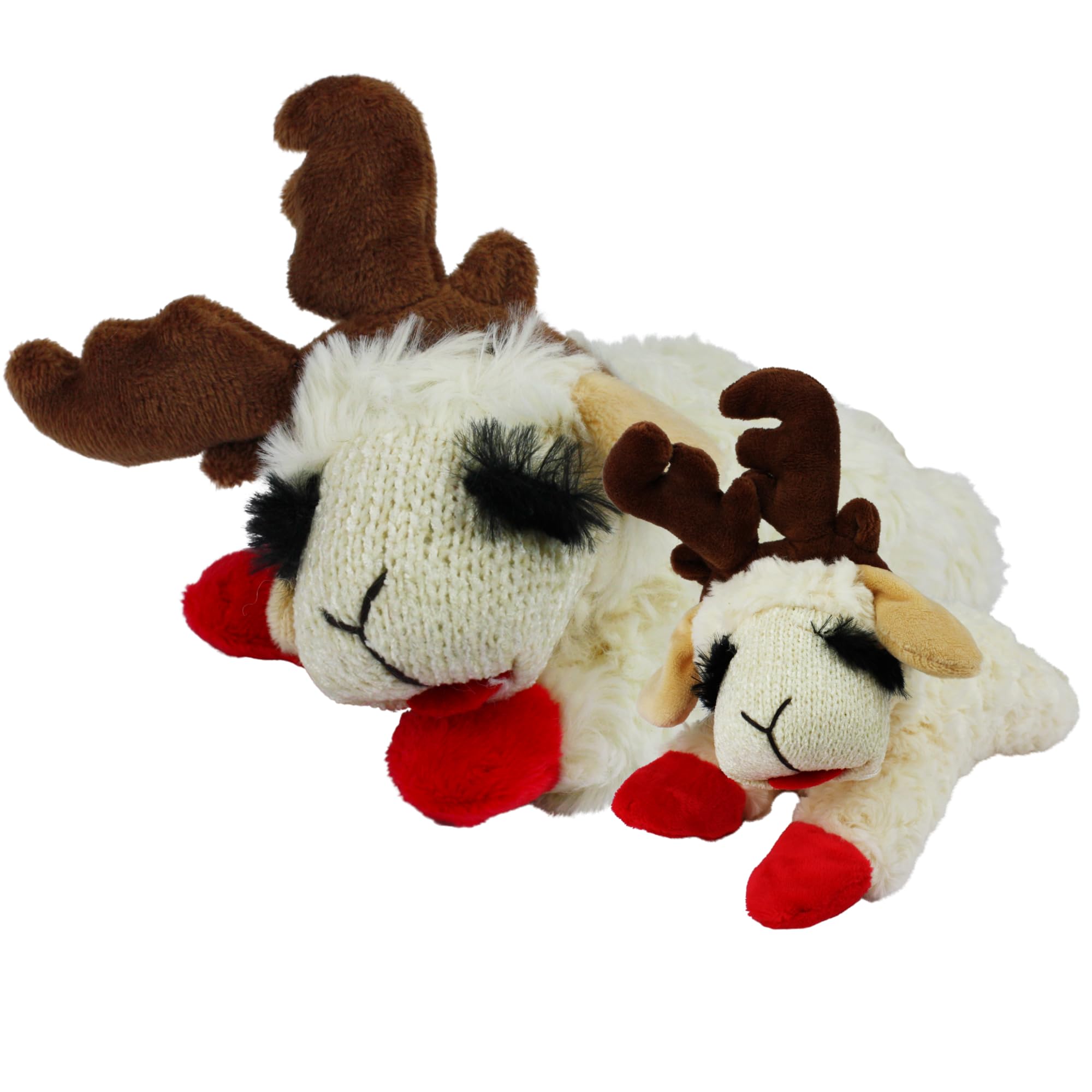 Multipet Holiday Lambchop antlers monochrome white toy—soft playtime option
