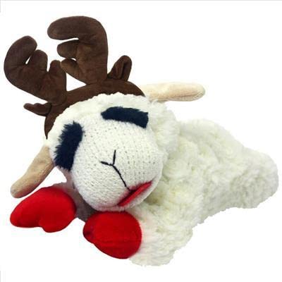 Multipet Lambchop antlers squeaker closeup—internal squeak boosts engagement