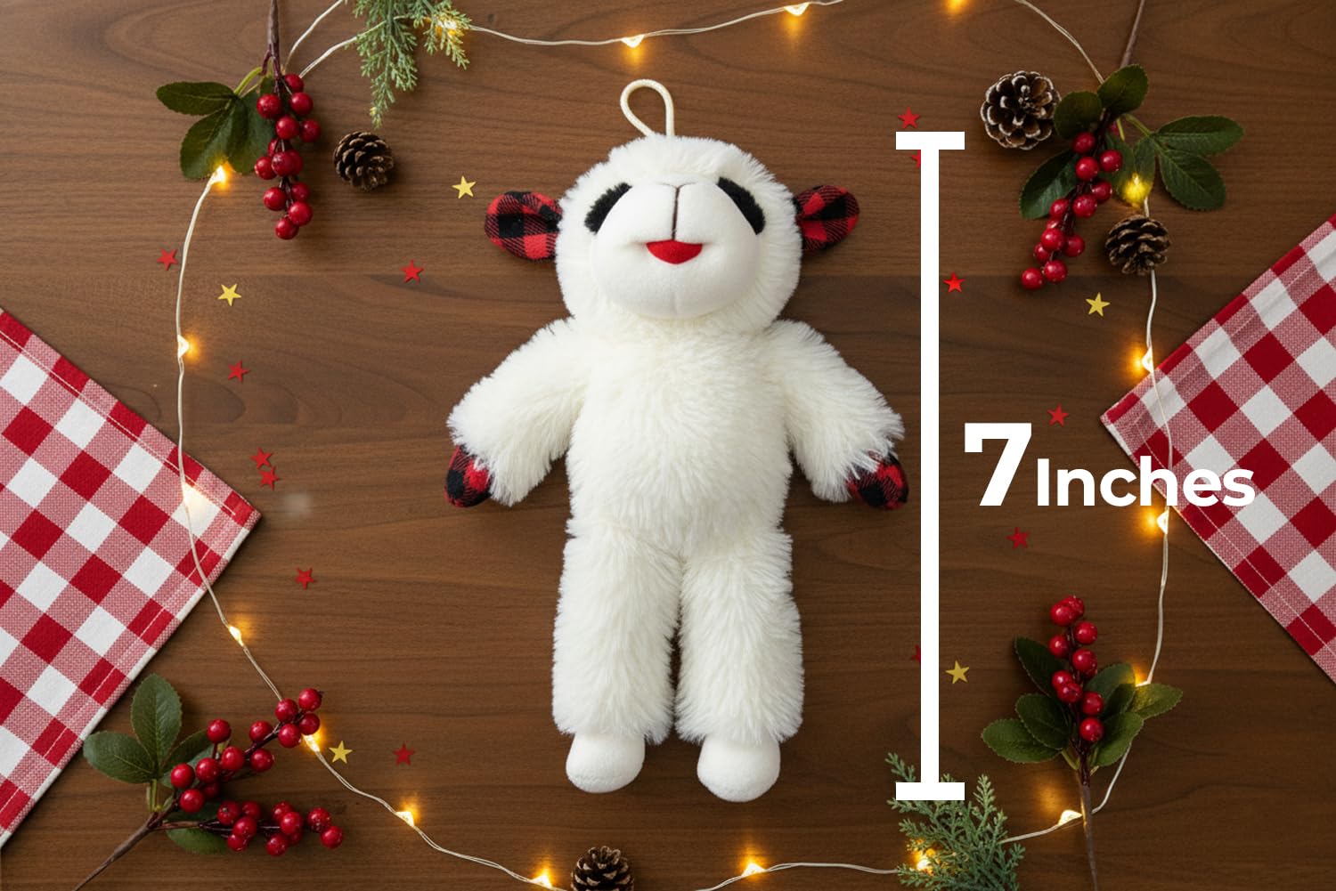 Multipet Lambchop plush toy squeaker closeup boosts interactive play.