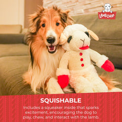 Multipet Lamb Chop large-dog playtime image showcases size and durability.