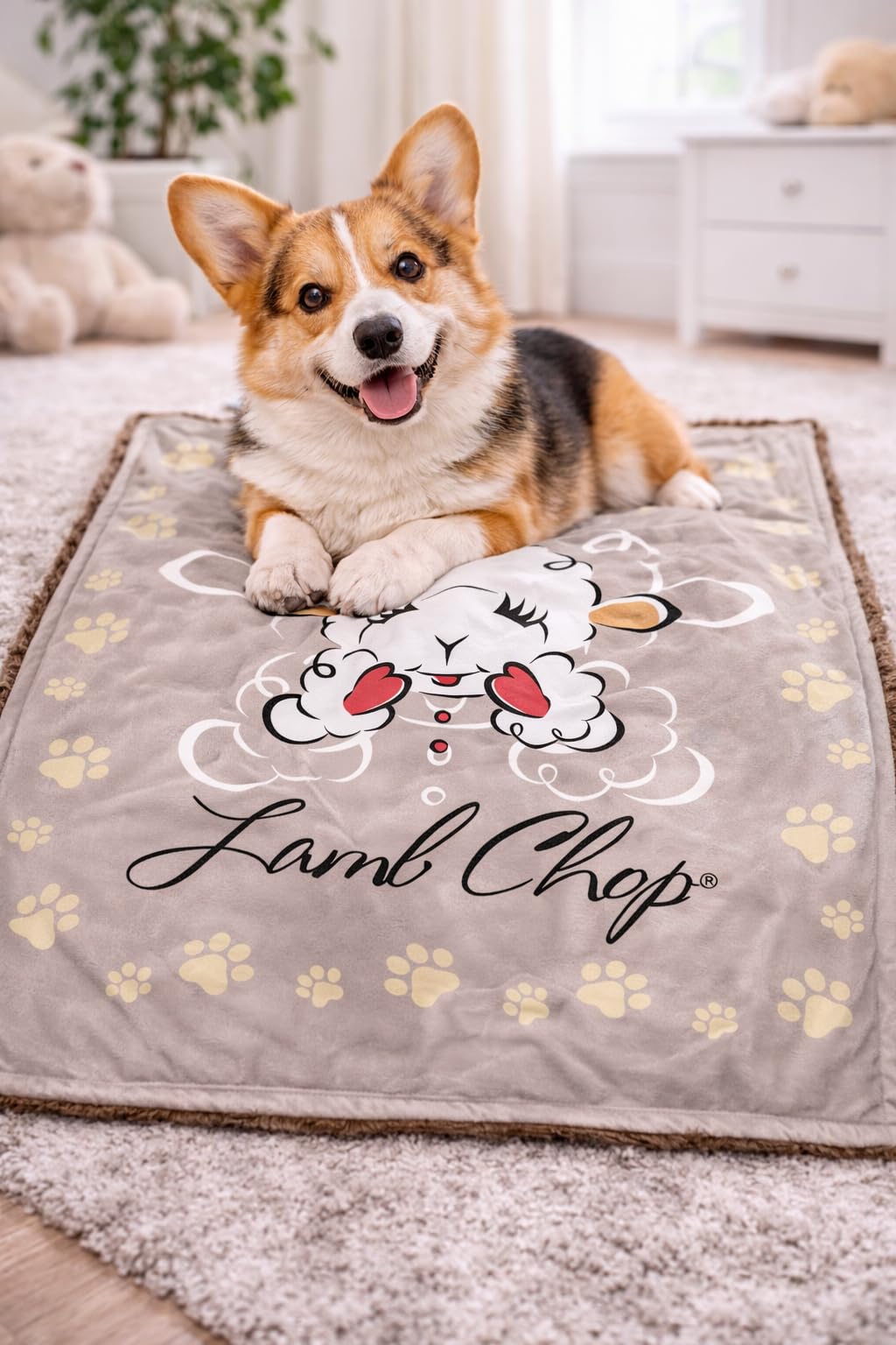 Multipet Lamb Chop Blanket multicolor pattern adds cheerful décor to beds