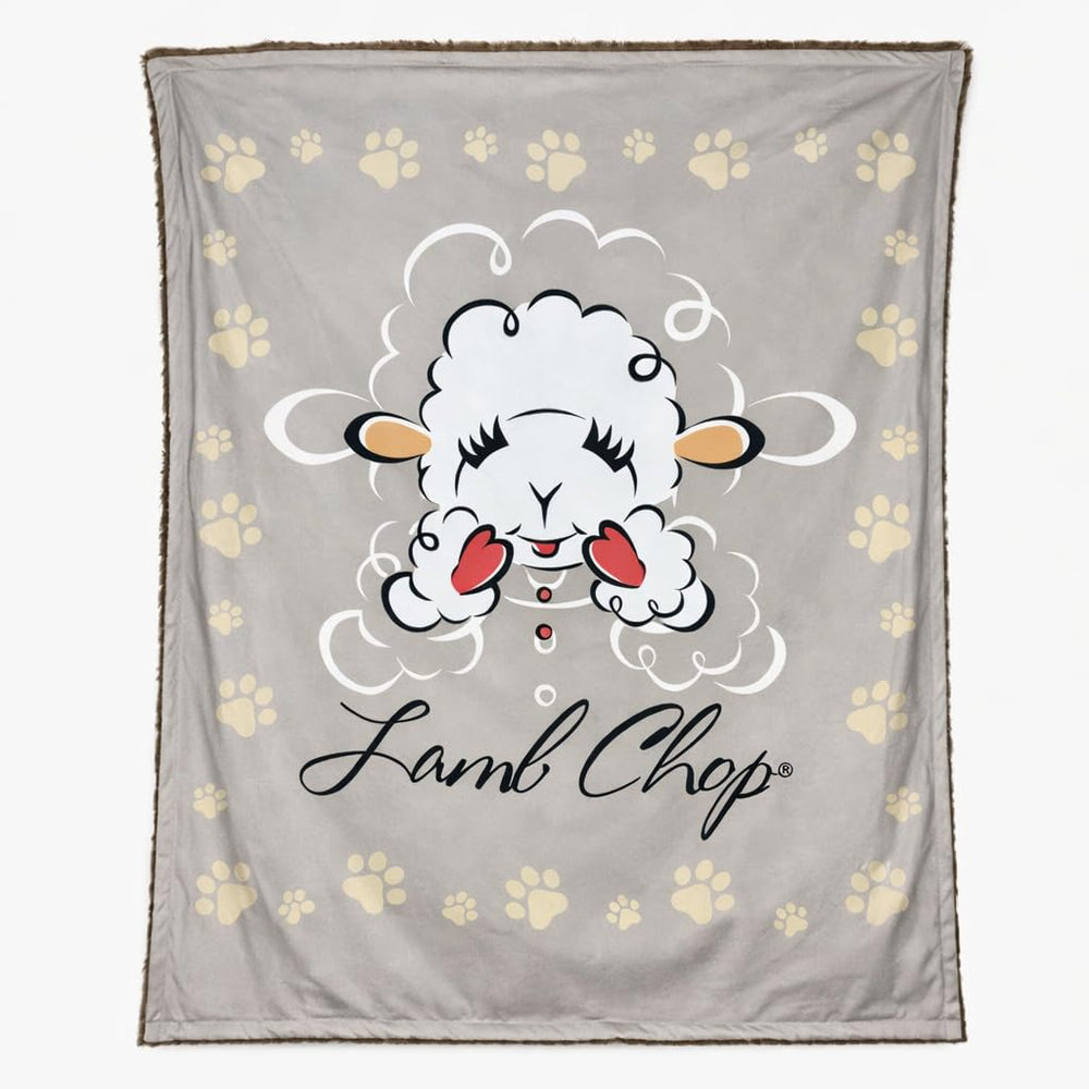 Multipet Lamb Chop Blanket rolled for easy storage and gifting
