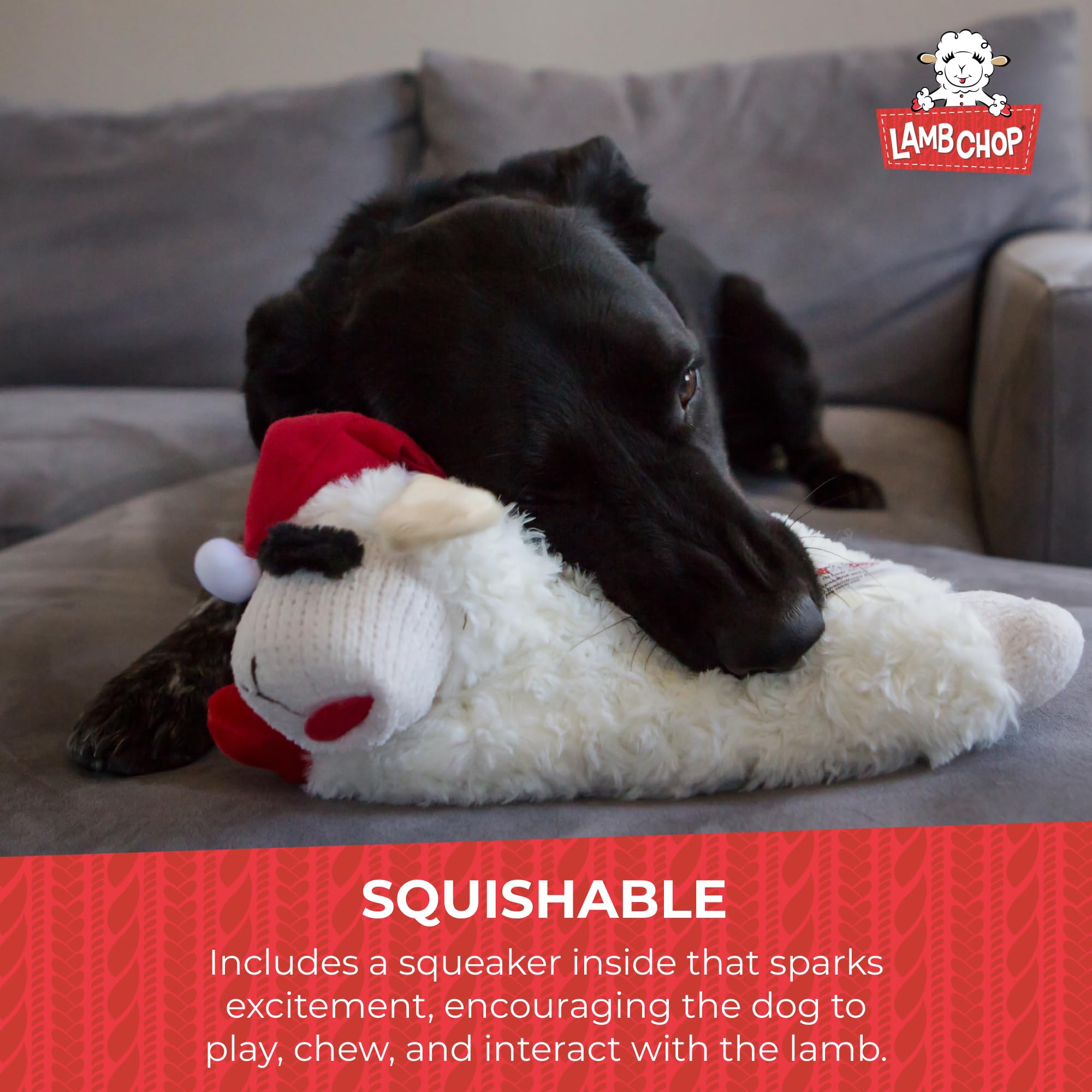 Multipet Lamb Chop cream plush material inviting cuddles and soft touch.