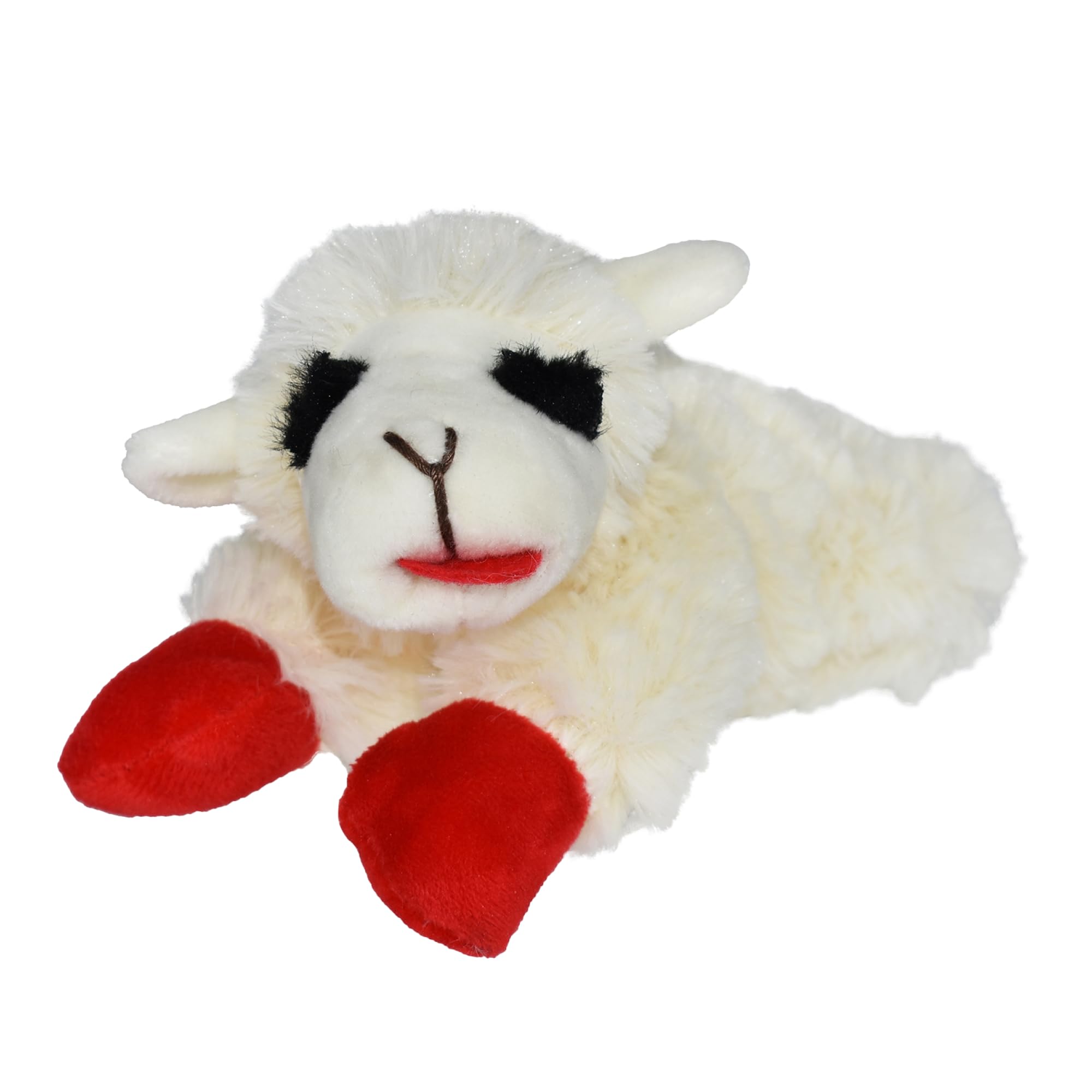 Multipet Lamb Chop dog plush toy in cream, ideal for comforting cuddles.