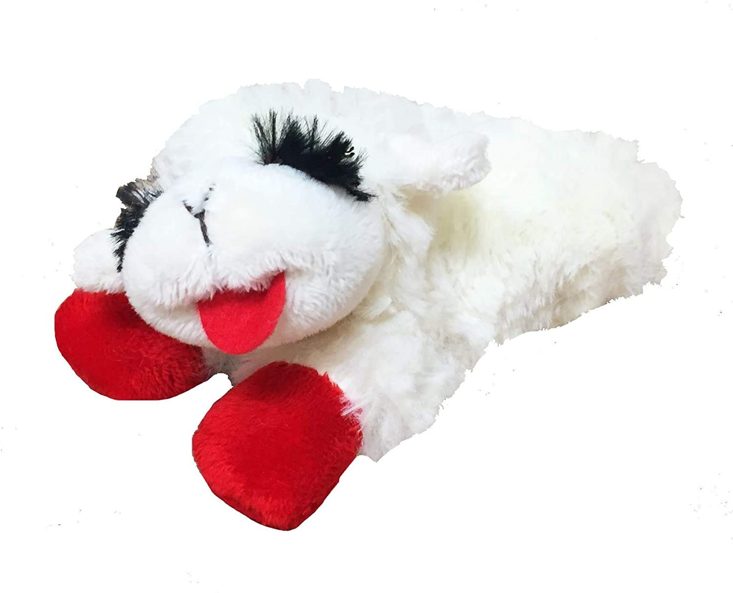 Multipet Lamb Chop dog toy with plush exterior and squeaker for interactive play sessions.