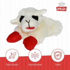 Extra-soft polyester plush of Multipet Lamb Chop, gentle on paws.