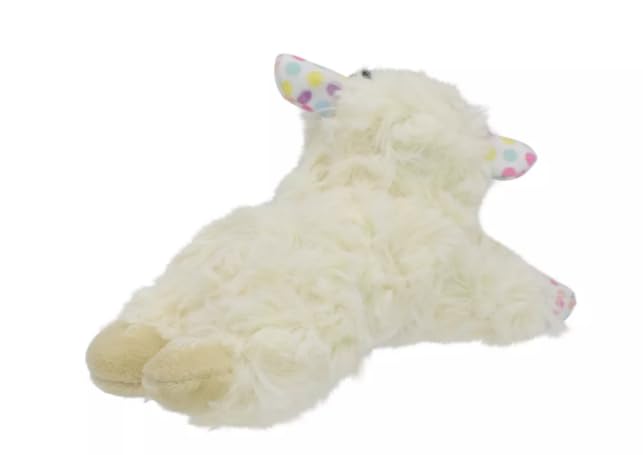 Multipet Lamb Chop Mini Spring Chick Polka Dot plush closeup shows soft, comforting texture