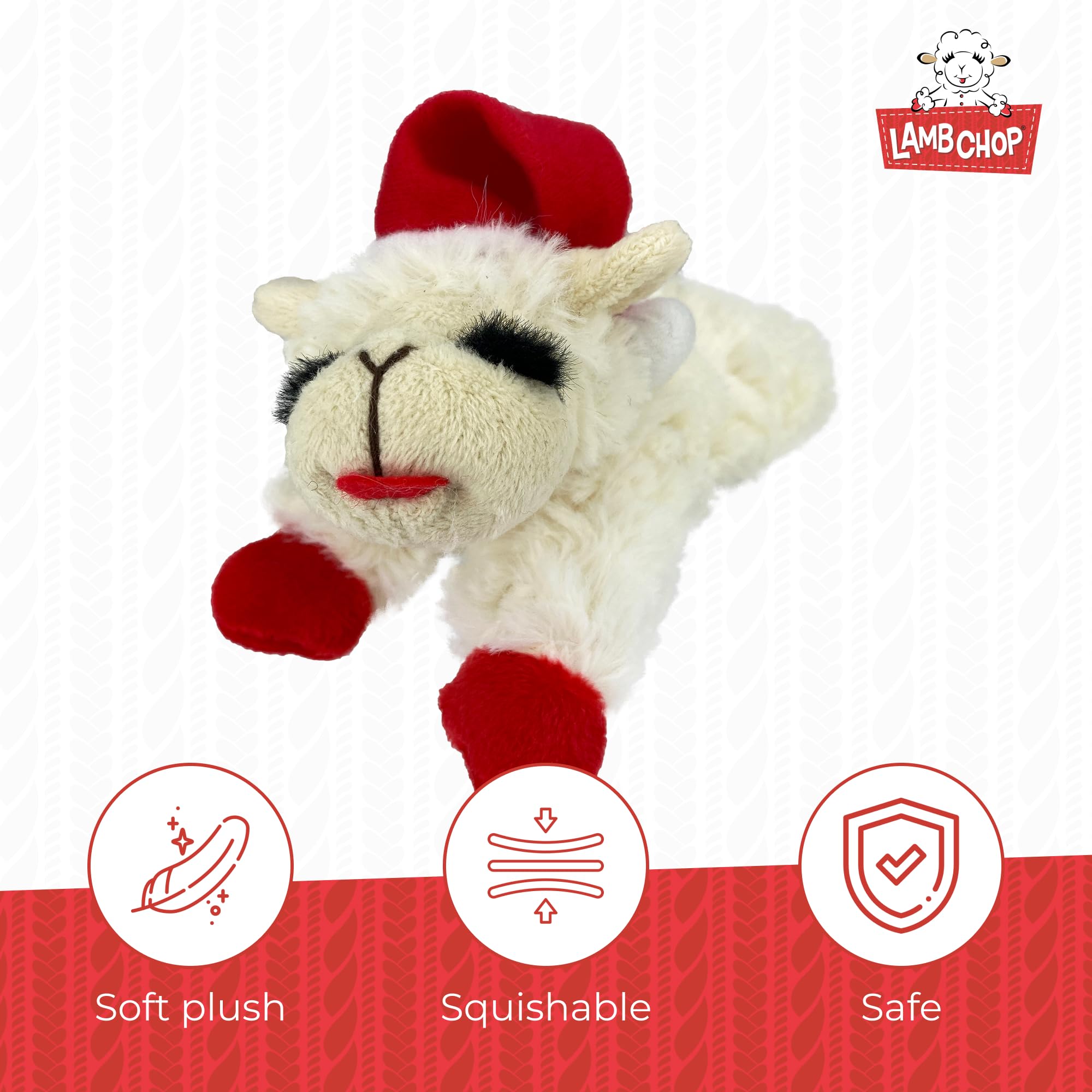 Multipet Lamb Chop toy on floor ready for playful sessions.