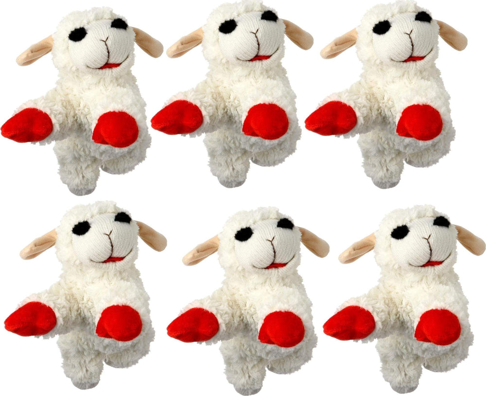 Multipet Lambchop plush dog toy with squeaker for interactive play