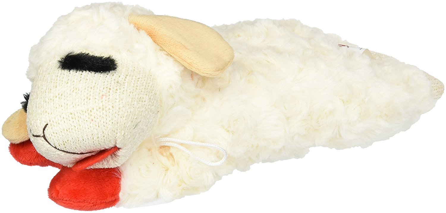 Multipet Lambchop toy, soft 10-inch plush with squeaker for interactive play