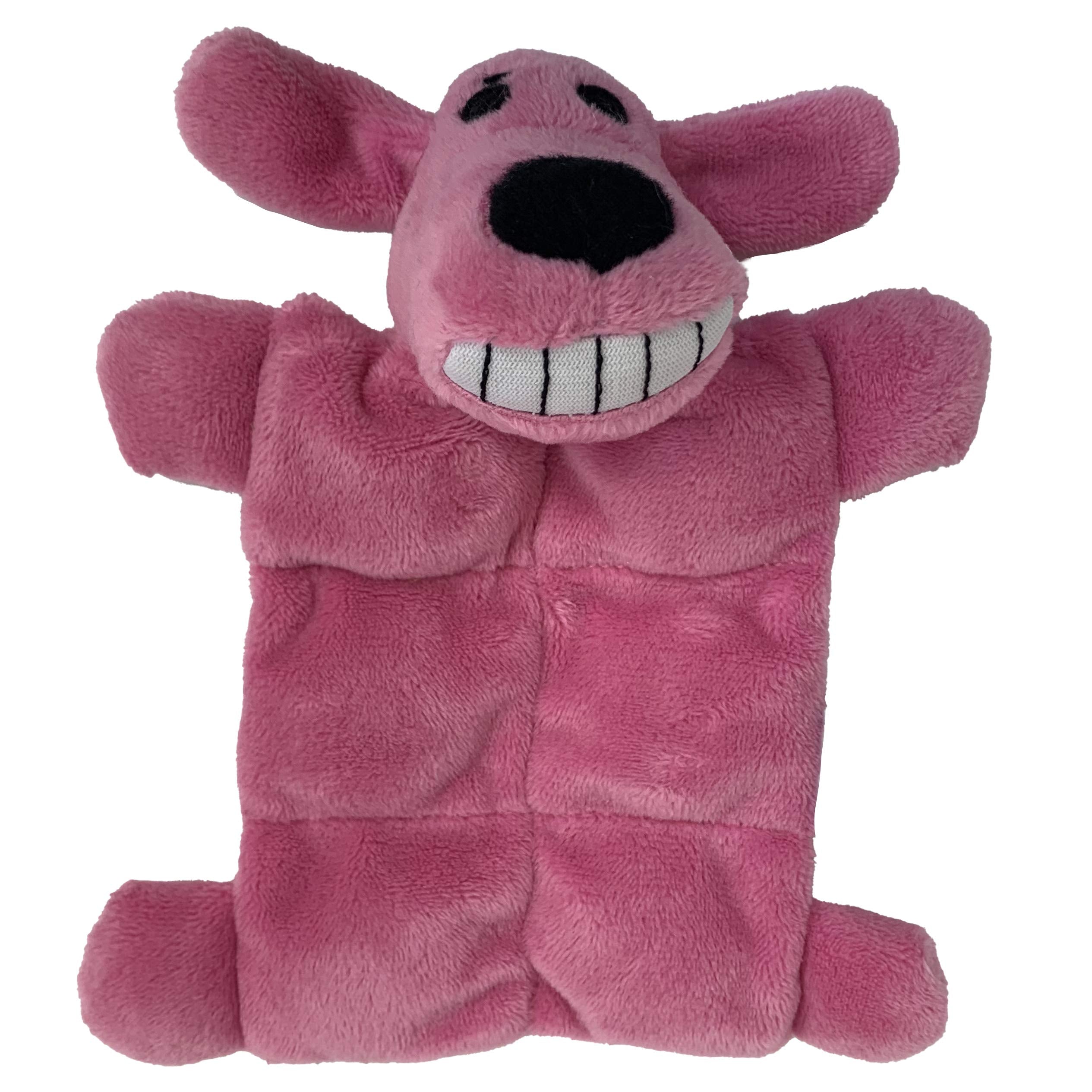 Multipet Loofa Squeaker Mat 6in dog playing fetch, promoting active exercise.