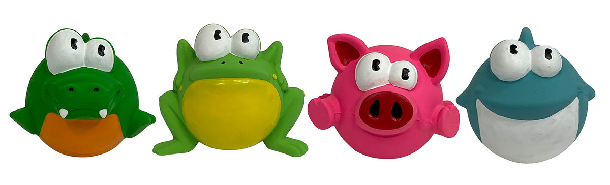 Multipet Lyla Latex Animals round foam-core dog toy for durable fetch.