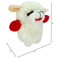 Multipet Mini Lamb Chop crinkle toy closeup highlights soft texture and audible crinkle