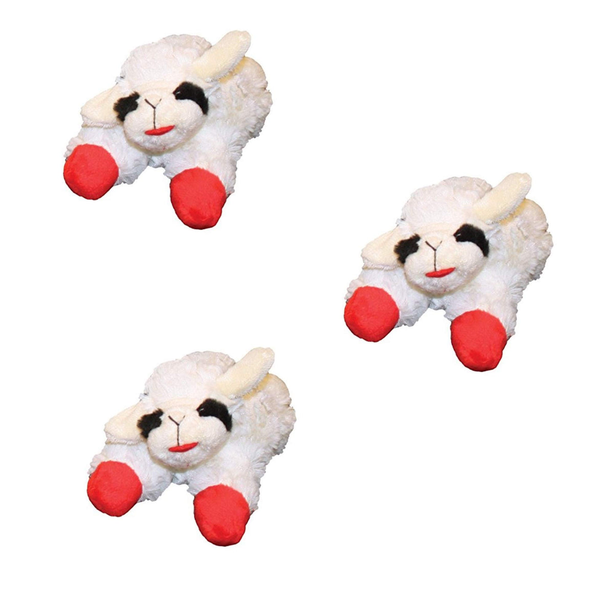 Multipet Mini Lamb Chop toy 6-inch 3-pack offers soft plush and squeaker for interactive play