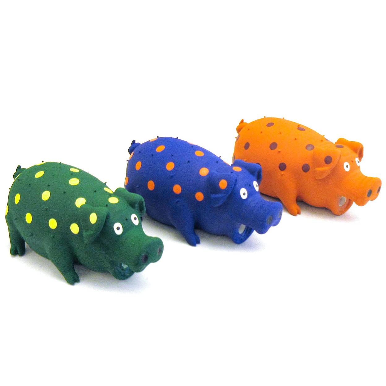 Multipet Polka-Dot Pigs close-up shows latex texture and playful design
