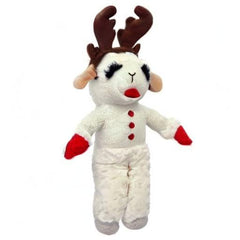 Multipet Standing Lamb Chop with Reindeer Antlers promotes festive imagination and playtime.