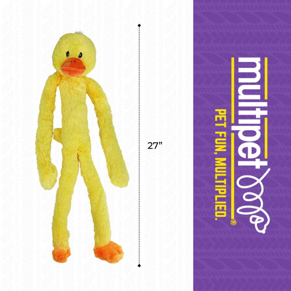 Multipet Swingin' Slevin Duck plush fabric closeup shows soft texture.