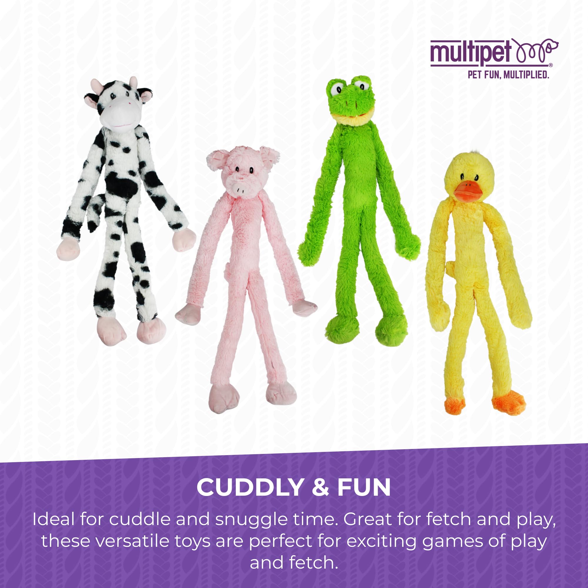 Multipet Swingin' Slevin Duck xl-arms-legs highlight oversized play appeal.