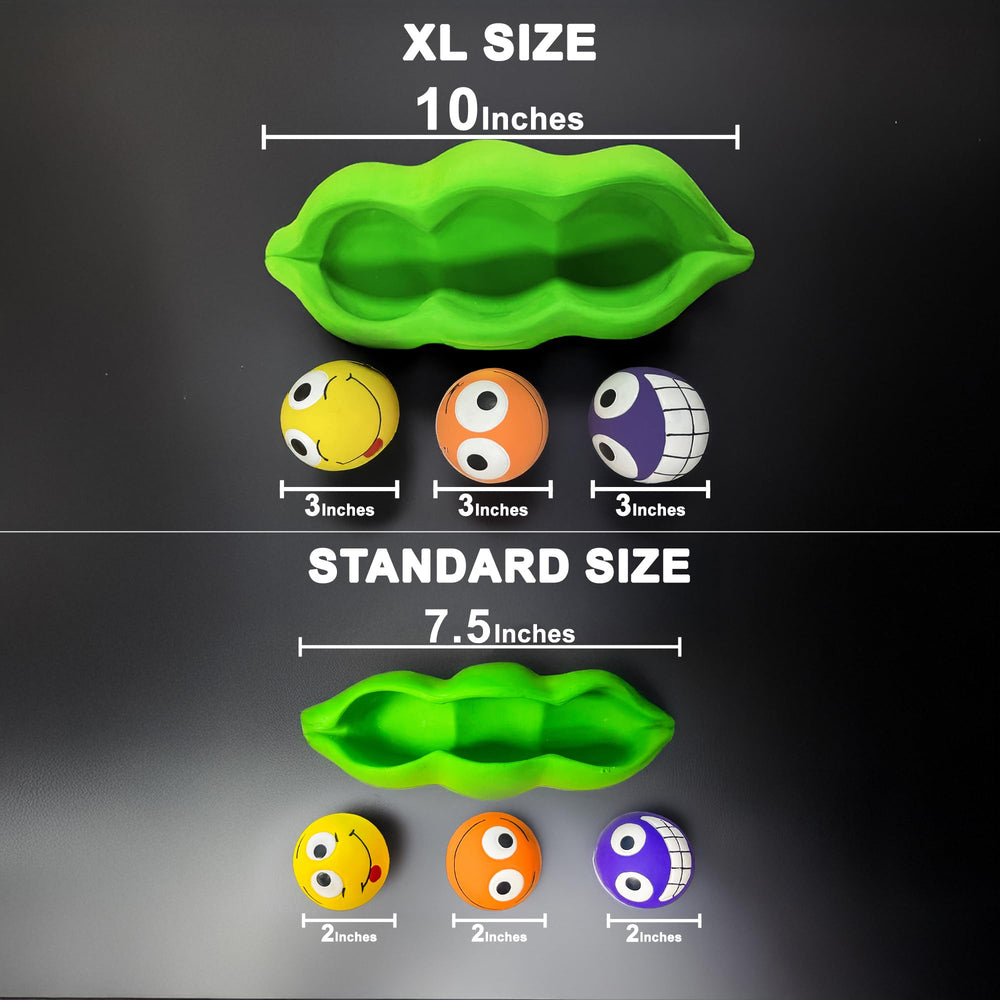 Three 3-inch latex balls in Multipet pod for fetch and chew sessions.