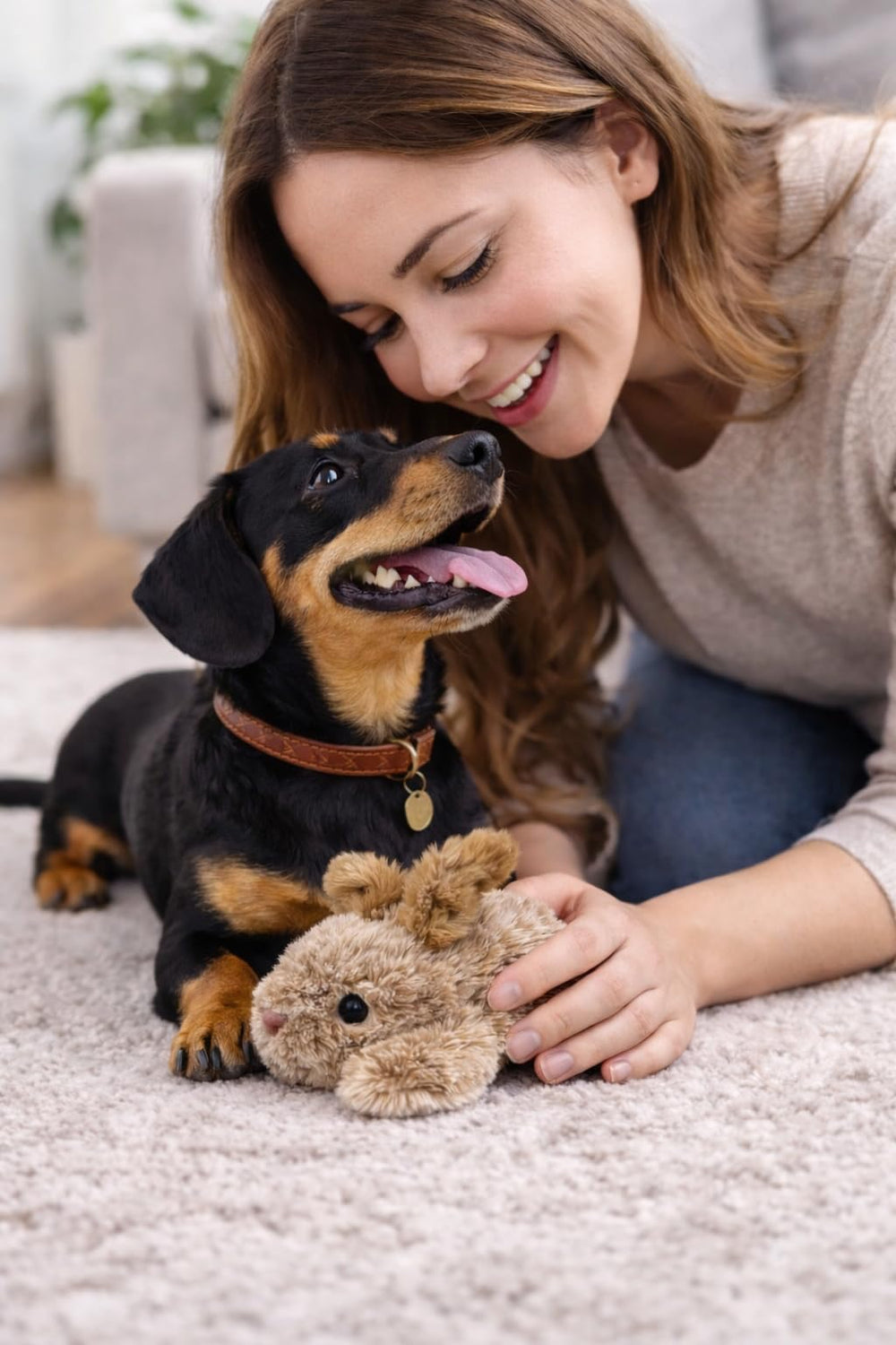 Multipet Thumperz plush bunny—durable stitching supports regular play.