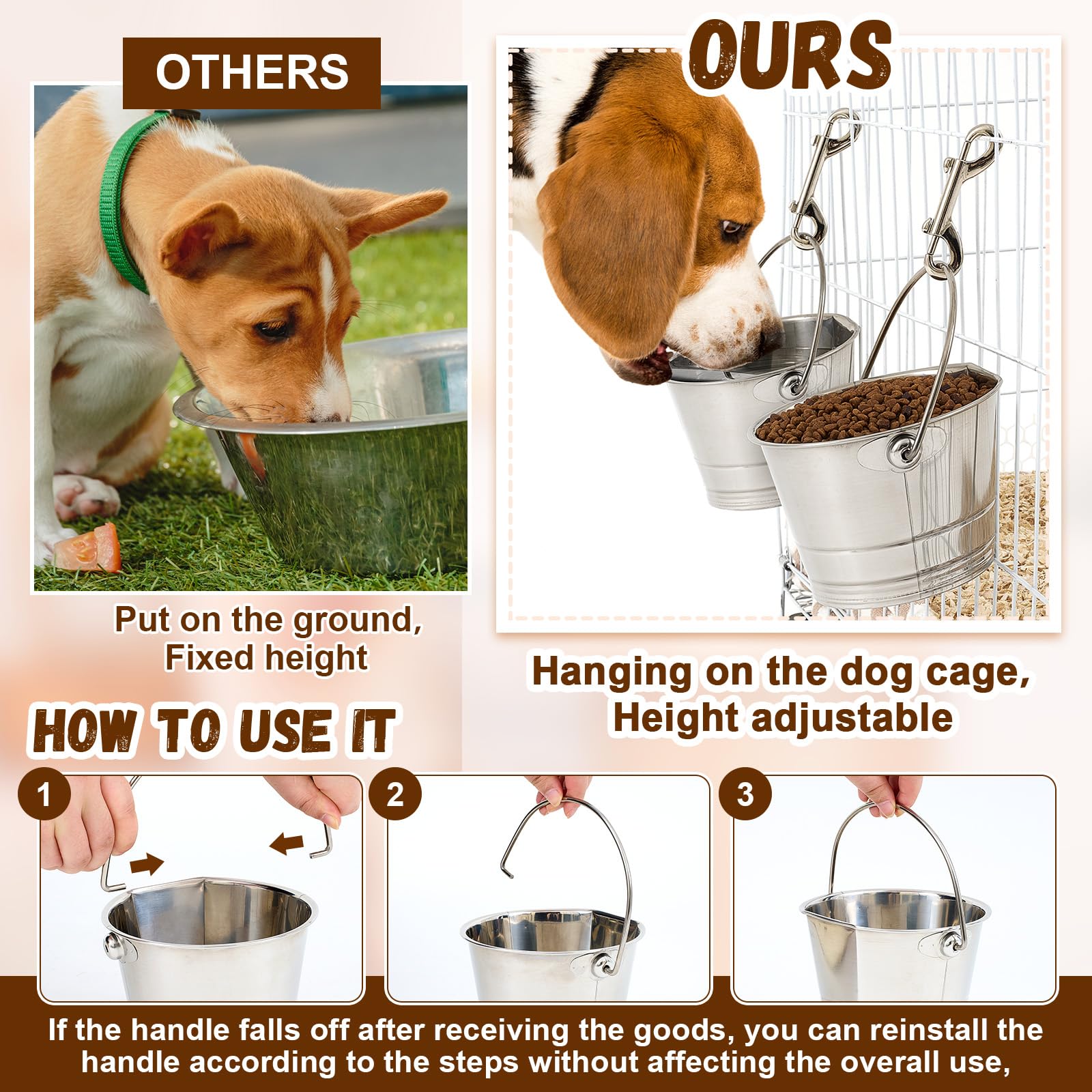 Mumufy bucket secured by snaps to bars for stable feeding
