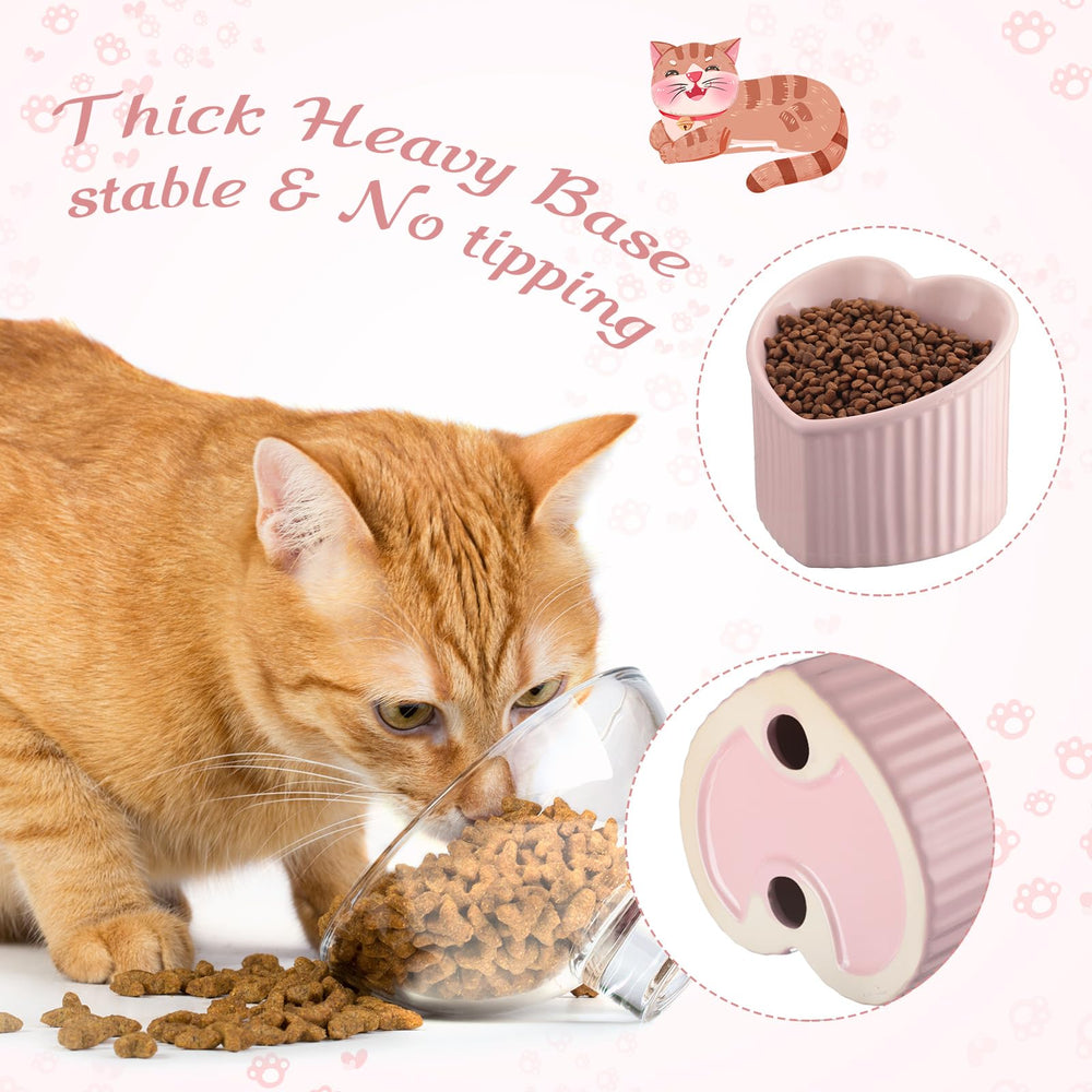 Mumufy elevated cat bowls pink tilt support ergonomic feeding.