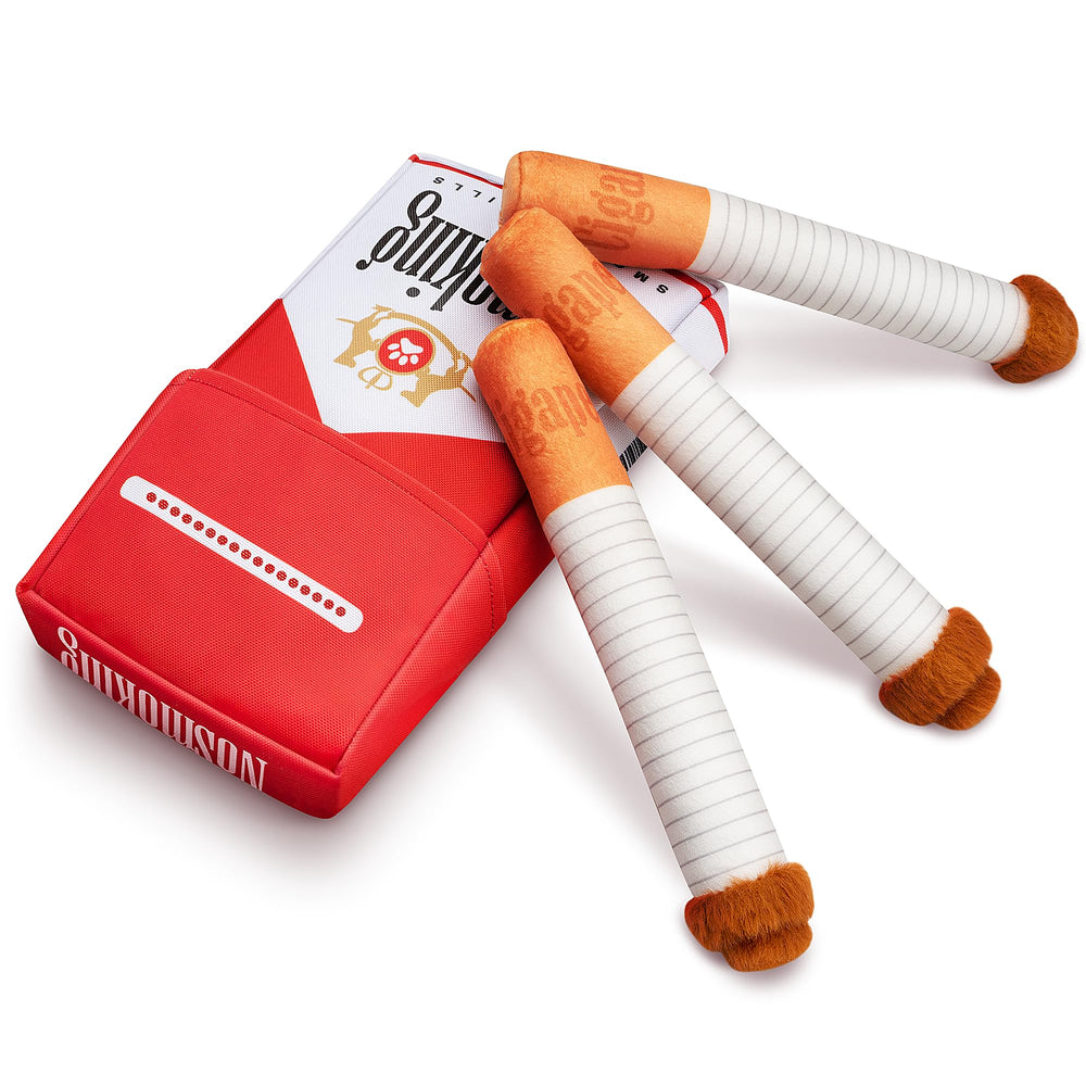 MUMUQ cigarette dog toy large-pack case showcases playful three-pack set for dogs.