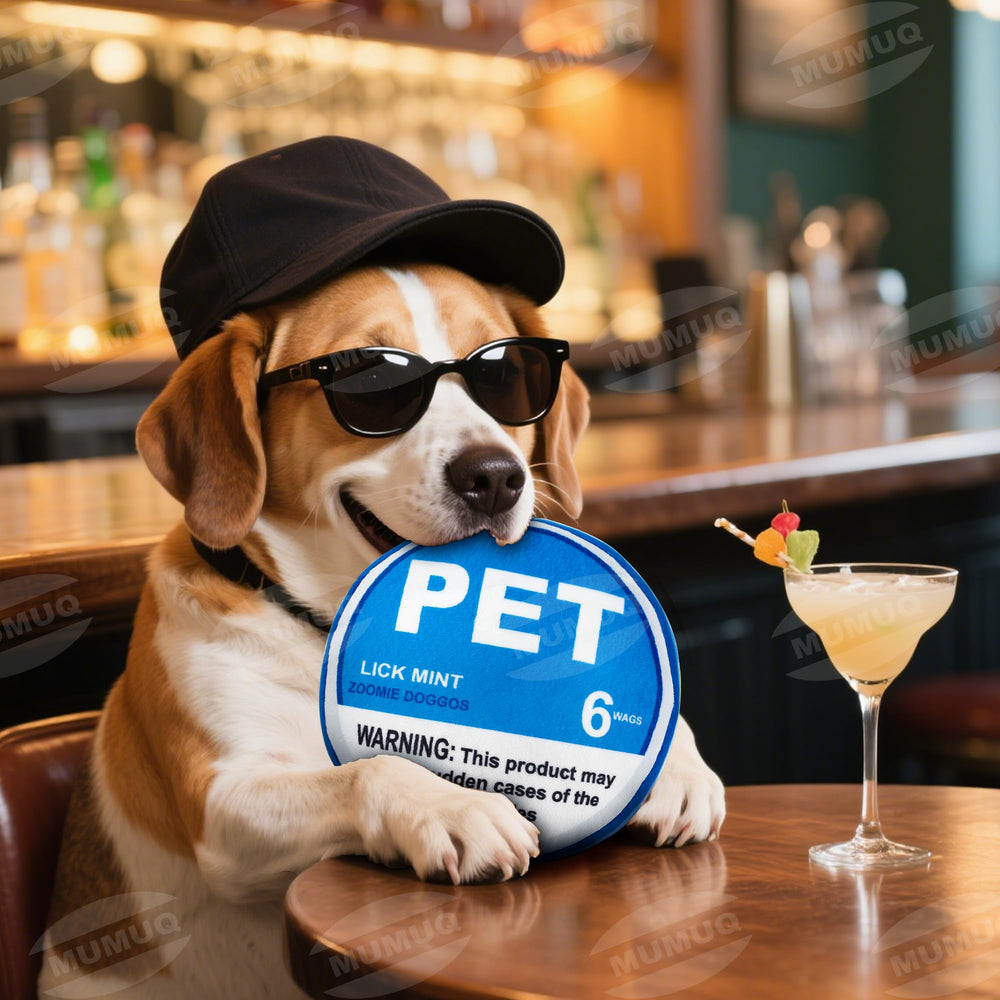 MUMUQ Funny Pupper Deckies toy durable inner mesh highlights chew durability.