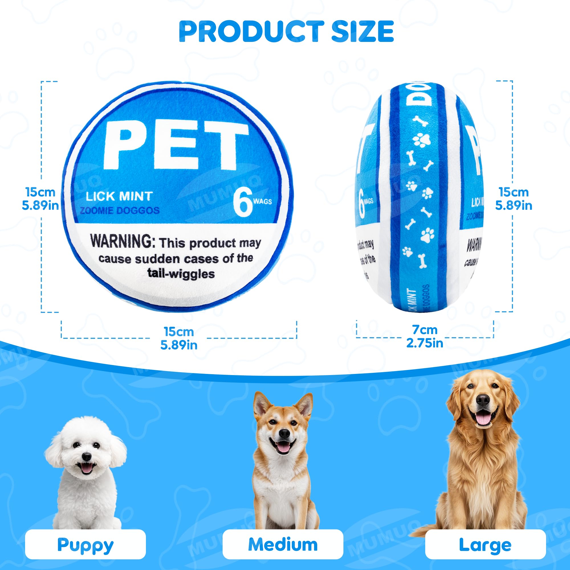 MUMUQ Funny Pupper Deckies toy washable exterior keeps toy fresh after slobber.