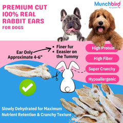 Munchbird rabbit ears crunchy texture closeup—satisfying chew with natural dental care benefits.