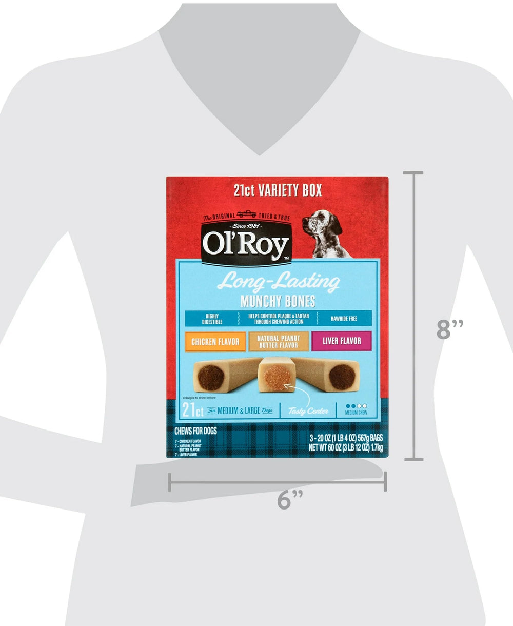 Munchy Bone value-pack display revealing 21 chews for daily use.