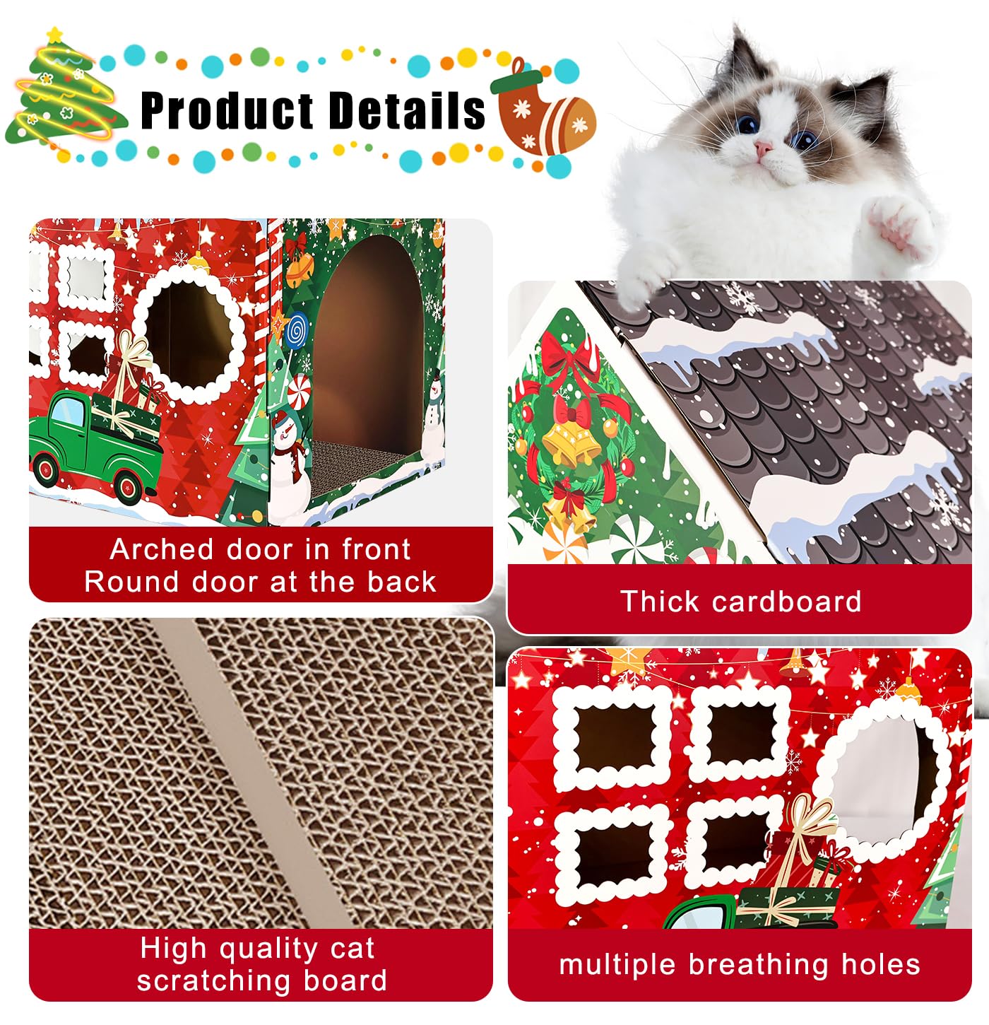 MUNILAIL cat scratcher closeup reveals durable cardboard pad for scratching.