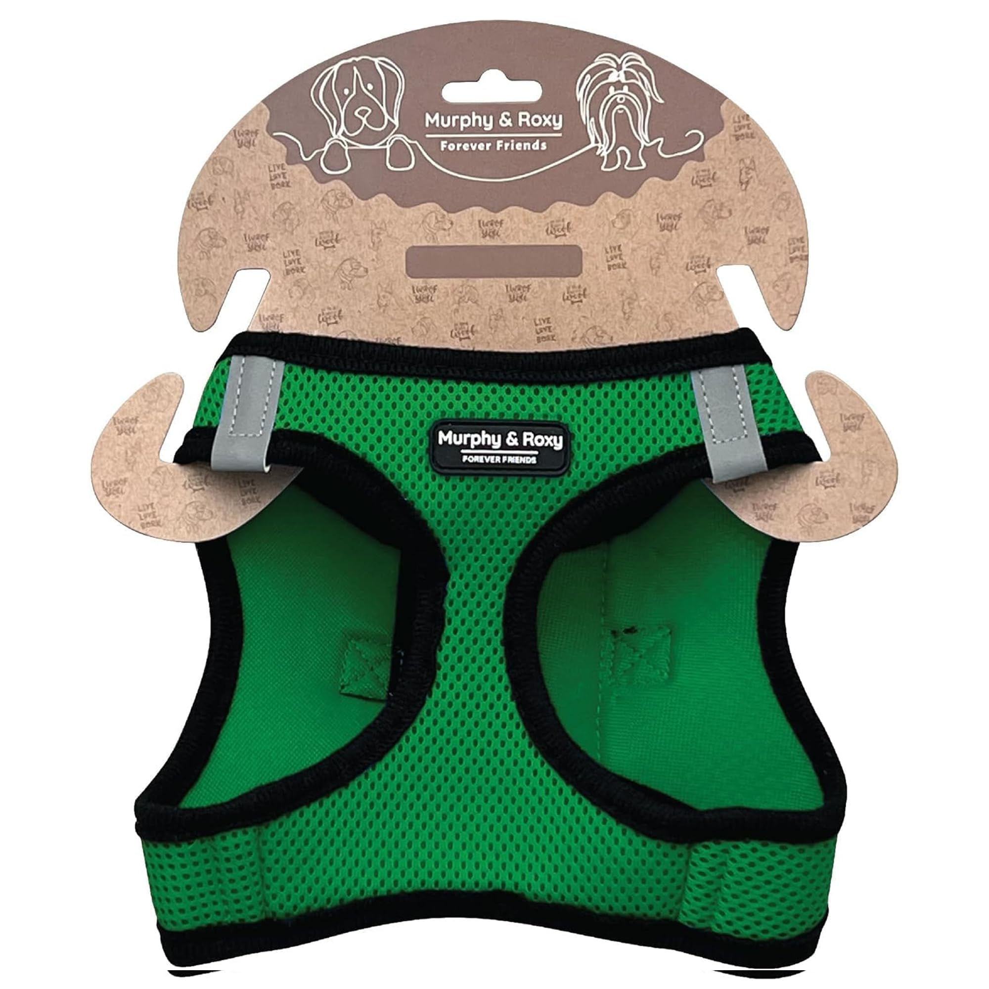 Murphy & Roxy No-Pull Harness green size S overview of adjustable vest design for dogs