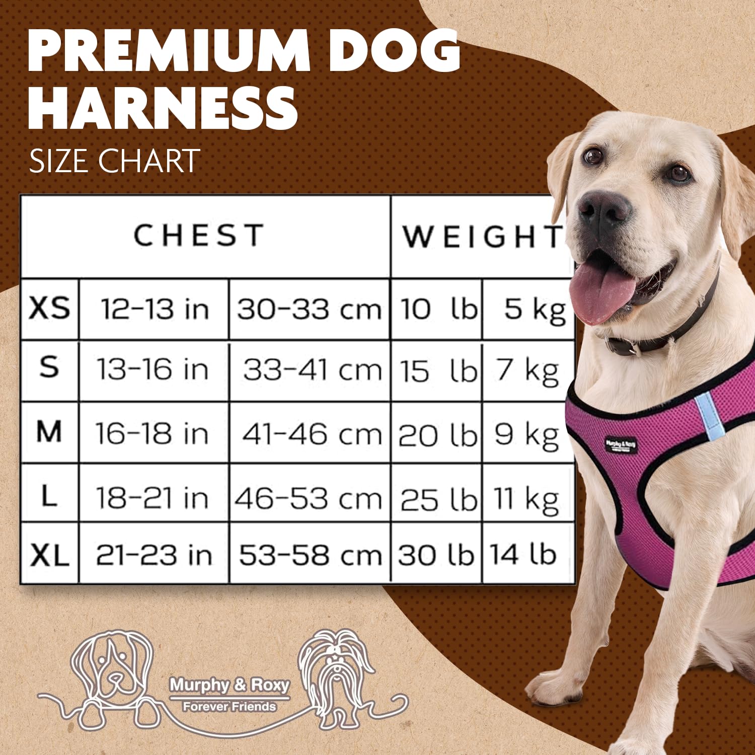 Murphy & Roxy No-Pull Harness pink back view with adjustable straps for a snug fit.