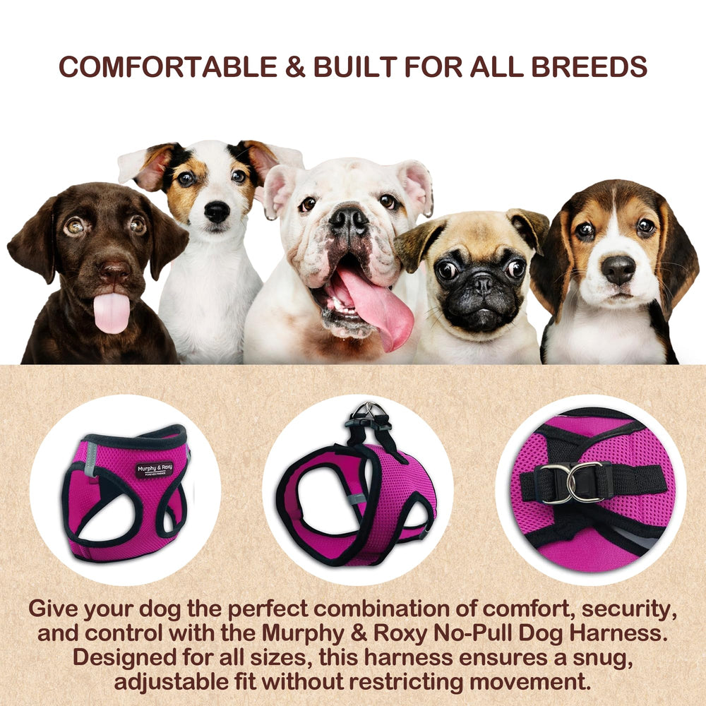 Murphy & Roxy No-Pull Harness pink heavy-duty strap supports active dogs.