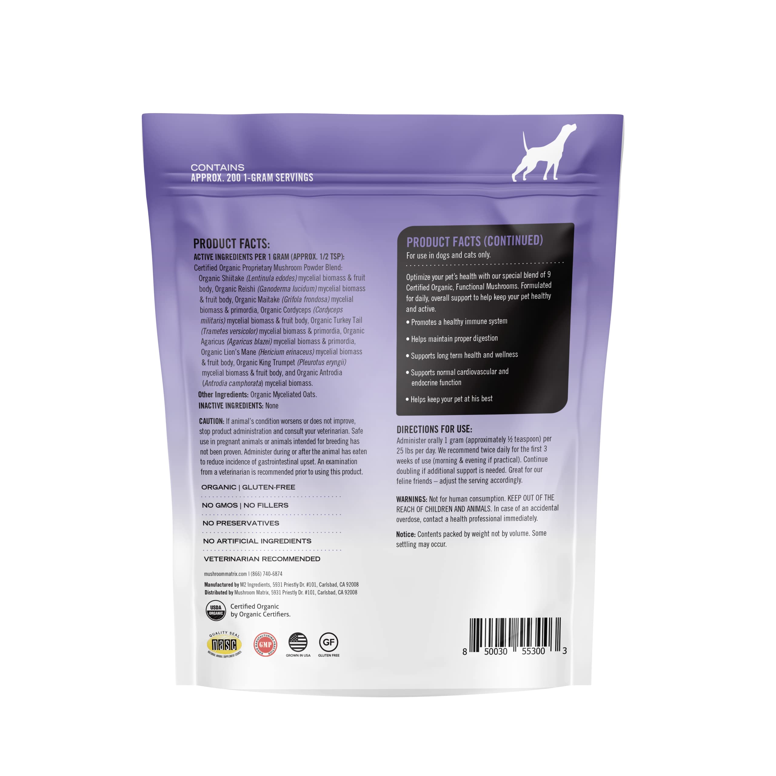 Mushroom Matrix organic mushroom powder for dogs and cats on the go.