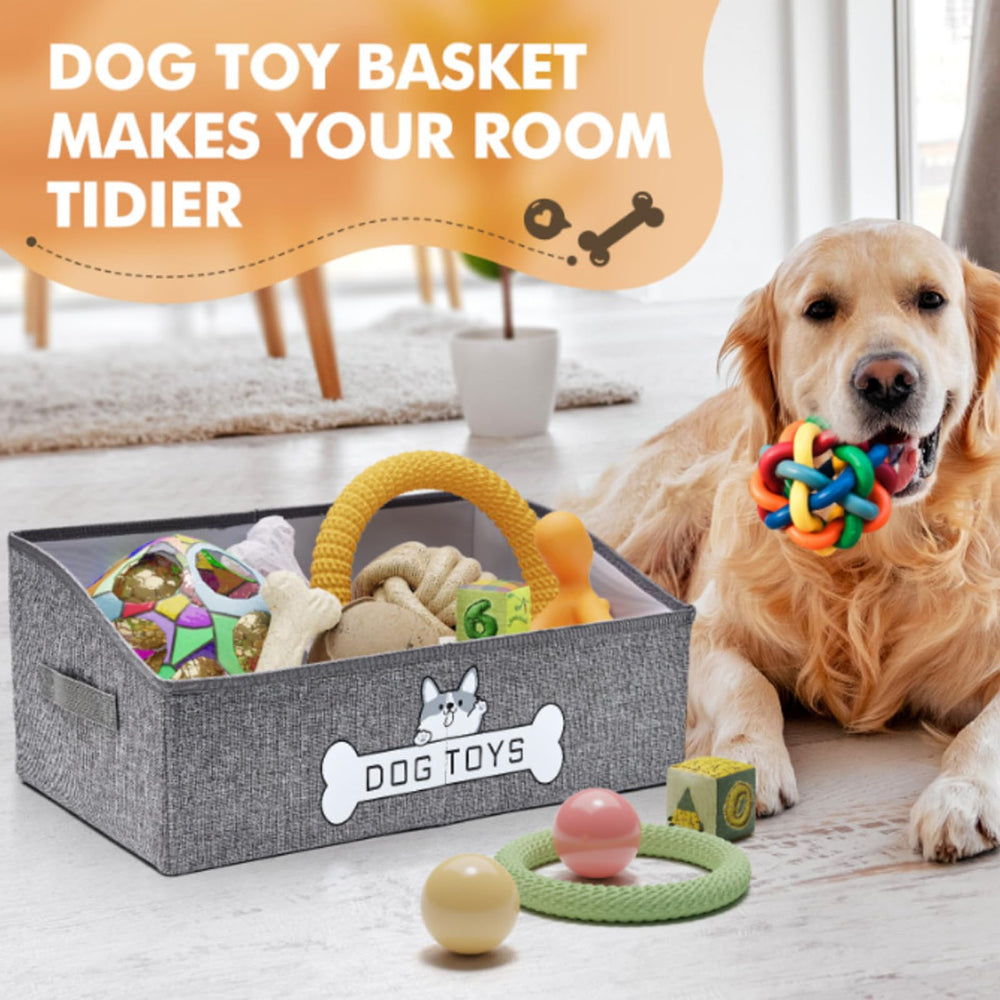 Mutiearo dog toy bin canvas texture highlights durable storage and lasting shape.